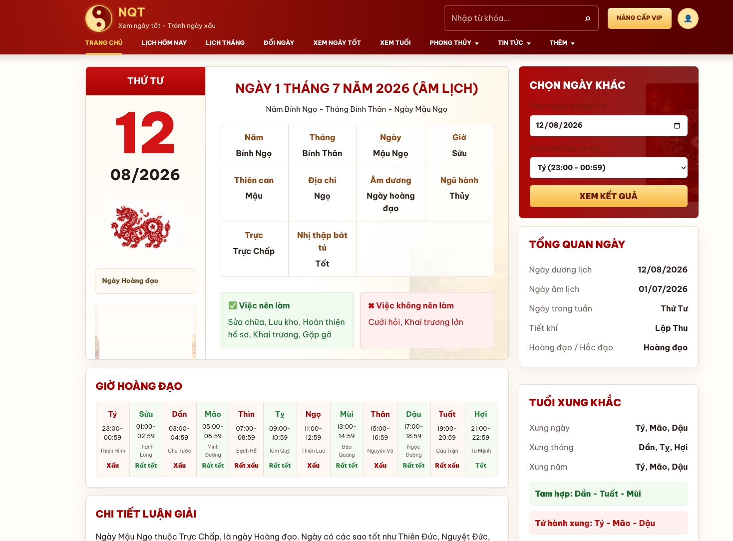 Source Code Website Lịch Âm & Phong Thủy WordPress - AI Tư Vấn Ngày Tốt - ảnh 2